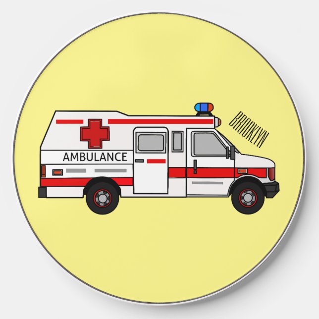 Ambulance cartoon illustration wireless charger  (Front)