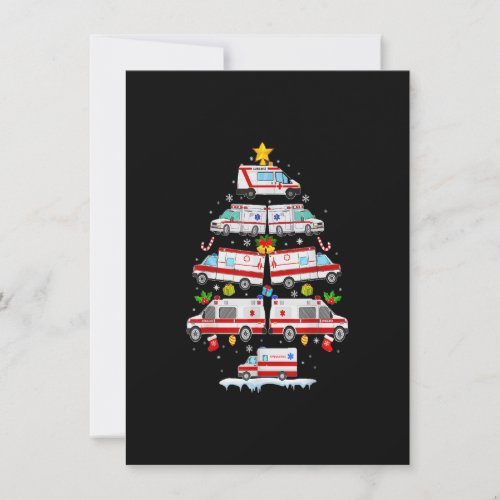 Ambulance Christmas Tree AMR Funny EMS EMT Paramed Invitation