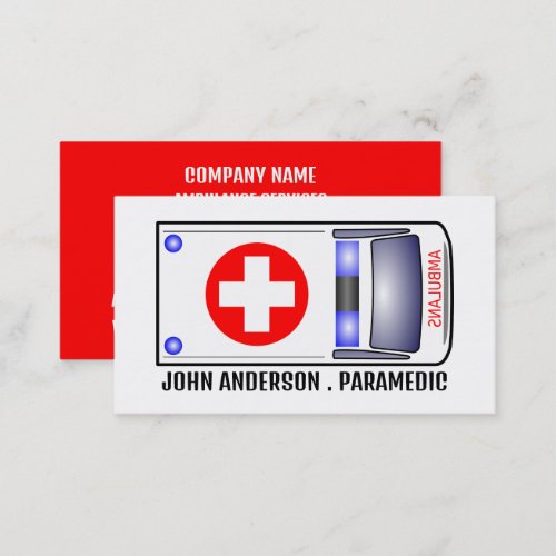 Ambulance Design EMT Paramedic Business Card