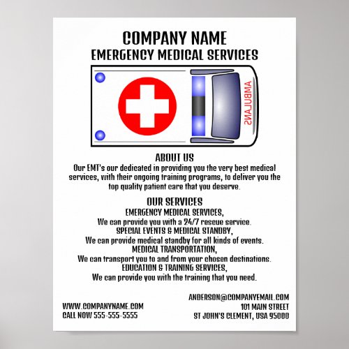 Ambulance Design EMT Paramedic Poster