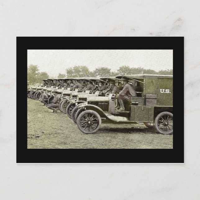 Ambulance Drivers in Trucks Postcard (Front)