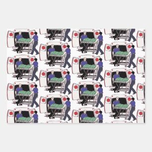 Ambulance Emergency Services Paramedics Wrapping Paper Sheets