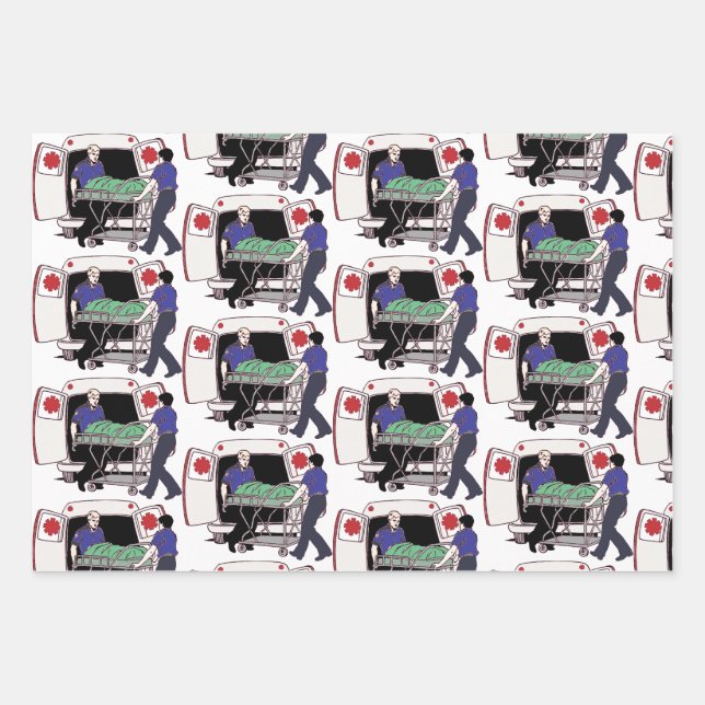 Ambulance Emergency Services Paramedics Wrapping Paper Sheets (Front 2)