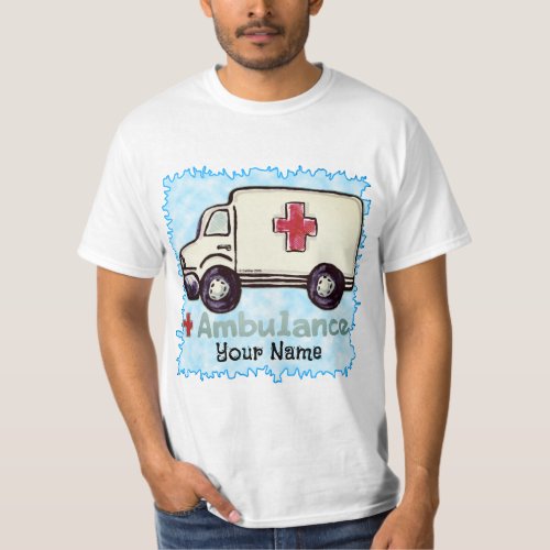 Ambulance EMT custom name t_shirt