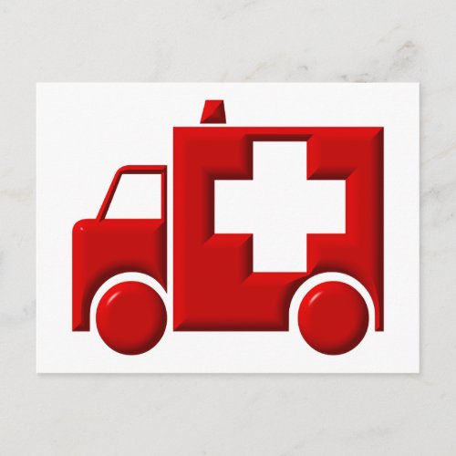 Ambulance  EMT Postcard