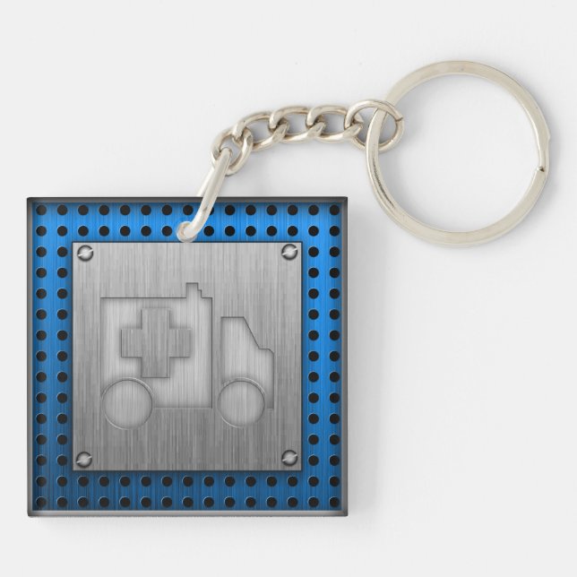 Ambulance; Metal-look Keychain (Back)