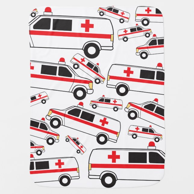 Ambulance Pattern Baby Blanket (Front)