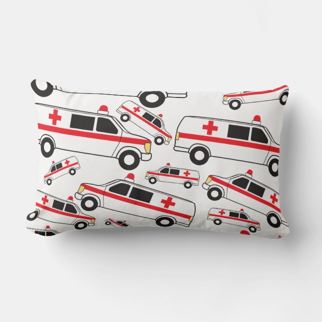 Ambulance Pattern Lumbar Pillow (Front)