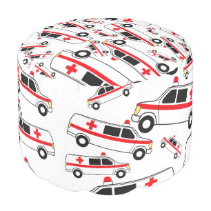 Ambulance Pattern Pouf