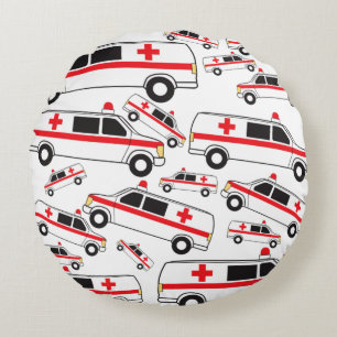Ambulance Pattern Round Pillow