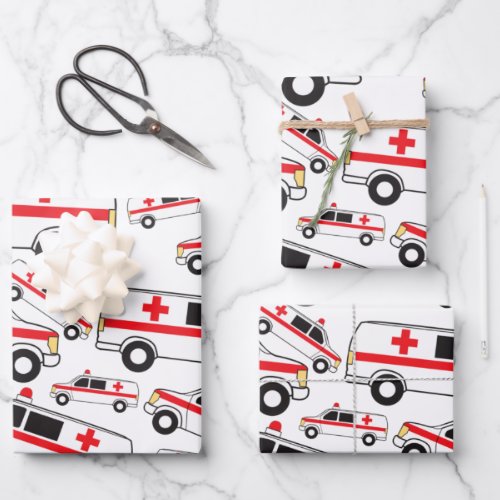 Ambulance Pattern Wrapping Paper Sheets