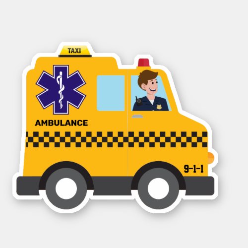Ambulance Taxi EMS 911 Paramedic Humor Square Stic Sticker