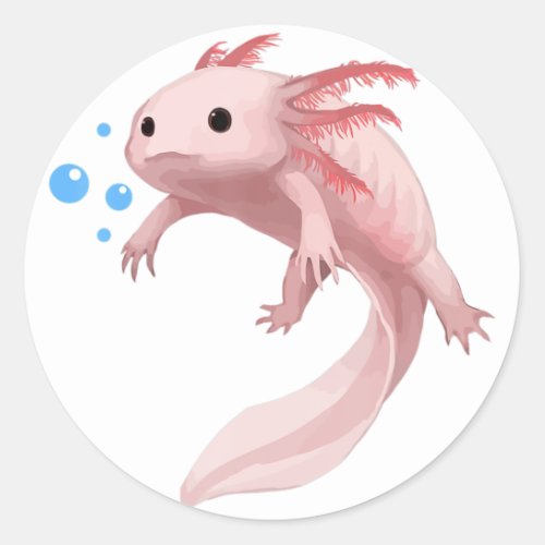 Ambystoma Mexicanum Cute Axolotl Teens Toddler Kid Classic Round Sticker