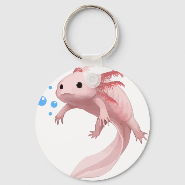 Ambystoma Mexicanum Cute Axolotl Teens Toddler Kid Keychain (Front)