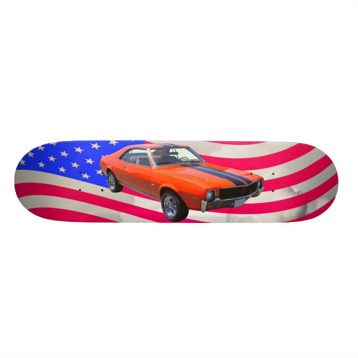 AMC Javlin Car With American Flag Skateboard Deck