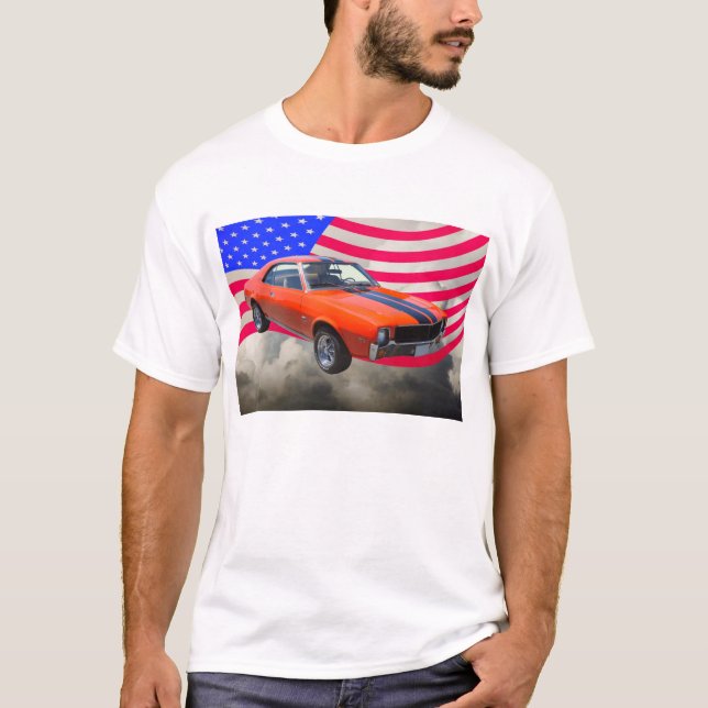 AMC Javlin Car With American Flag T-Shirt (Front)