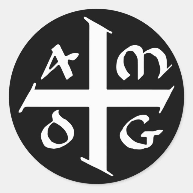 Amdg Ad Majorem Dei Gloriam Small Jesuit Cross Classic Round Sticker (Front)