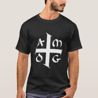 Amdg Ad Majorem Dei Gloriam Small Jesuit Cross T-Shirt