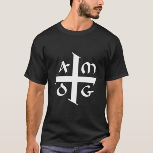 Amdg Ad Majorem Dei Gloriam Small Jesuit Cross T_Shirt