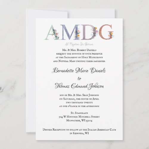 AMDG Catholic Wedding Invitation