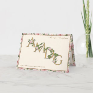 AMDG Religious Vintage Floral Catholic prayer Card