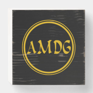 AMDG WOODEN BOX SIGN