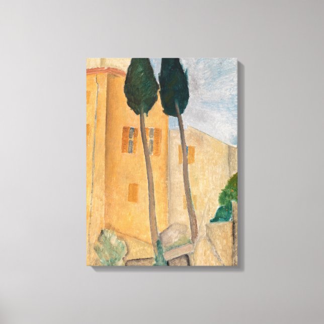 Amedeo Modigliani - Cypresses and Houses at Cagnes Canvas Print (Front)