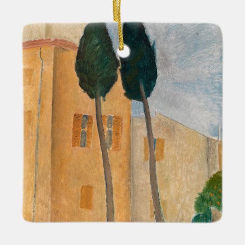 Amedeo Modigliani _ Cypresses and Houses at Cagnes Ceramic Ornament
