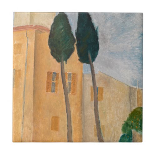 Amedeo Modigliani _ Cypresses and Houses at Cagnes Ceramic Tile