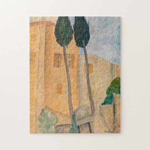 Amedeo Modigliani _ Cypresses and Houses at Cagnes Jigsaw Puzzle
