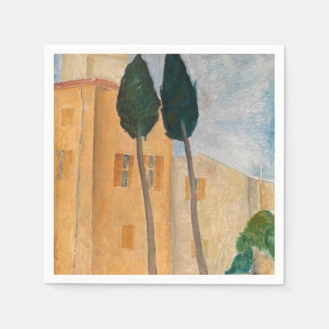 Amedeo Modigliani - Cypresses and Houses at Cagnes Napkins (Front)