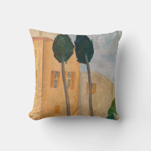 Amedeo Modigliani _ Cypresses and Houses at Cagnes Throw Pillow