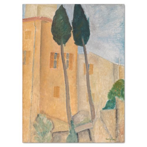 Amedeo Modigliani _ Cypresses and Houses at Cagnes Tissue Paper