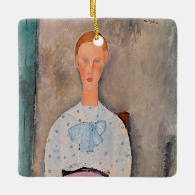 Amedeo Modigliani - Girl with a Polka-Dot Blouse Ceramic Ornament (Front)