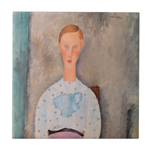 Amedeo Modigliani _ Girl with a Polka_Dot Blouse Ceramic Tile