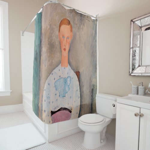 Amedeo Modigliani _ Girl with a Polka_Dot Blouse Shower Curtain