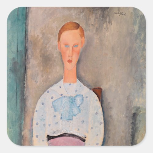 Amedeo Modigliani _ Girl with a Polka_Dot Blouse Square Sticker