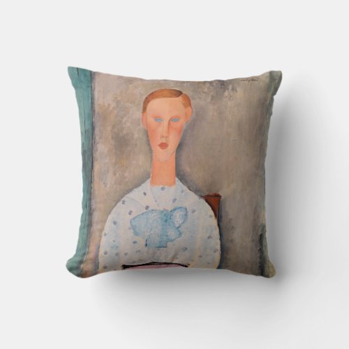 Amedeo Modigliani _ Girl with a Polka_Dot Blouse Throw Pillow