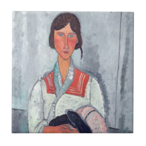 Amedeo Modigliani _ Gypsy Woman with Baby Ceramic Tile
