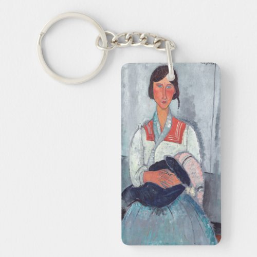 Amedeo Modigliani _ Gypsy Woman with Baby Keychain