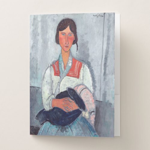Amedeo Modigliani _ Gypsy Woman with Baby Pocket Folder
