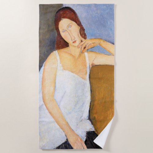 Amedeo Modigliani _ Jeanne Hebuterne Beach Towel