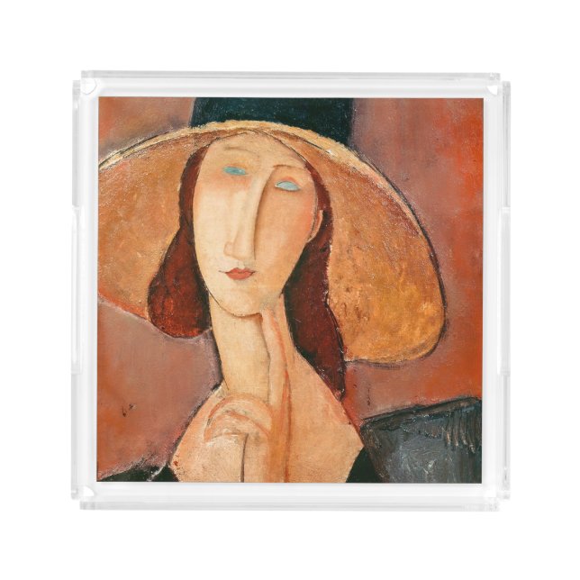 Amedeo Modigliani - Jeanne Hebuterne in Large Hat Acrylic Tray (Front)