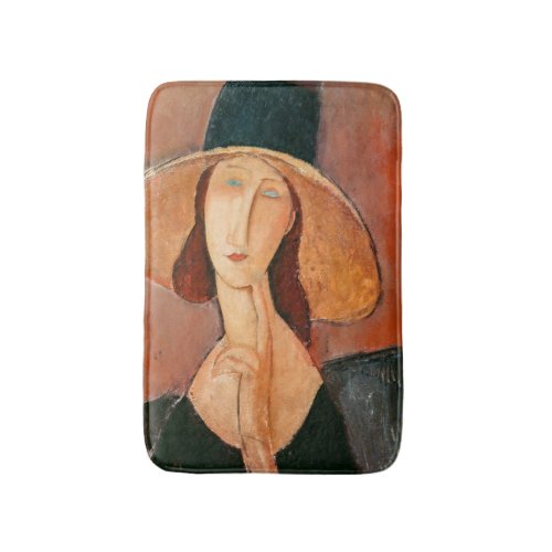 Amedeo Modigliani _ Jeanne Hebuterne in Large Hat Bath Mat