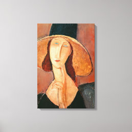 Amedeo Modigliani - Jeanne Hebuterne in Large Hat Canvas Print
