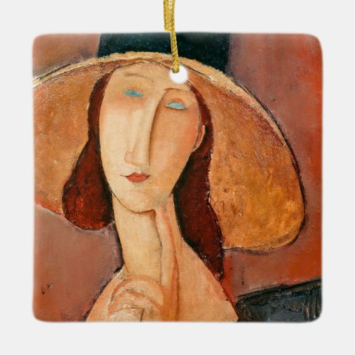 Amedeo Modigliani _ Jeanne Hebuterne in Large Hat Ceramic Ornament