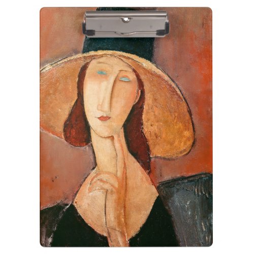 Amedeo Modigliani _ Jeanne Hebuterne in Large Hat Clipboard