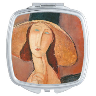 Amedeo Modigliani - Jeanne Hebuterne in Large Hat Compact Mirror