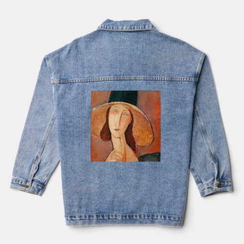 Amedeo Modigliani _ Jeanne Hebuterne in Large Hat Denim Jacket