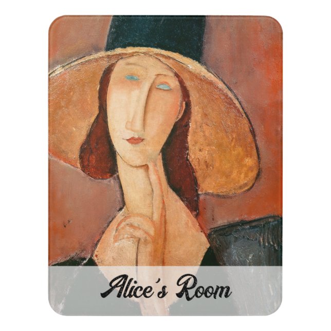 Amedeo Modigliani - Jeanne Hebuterne in Large Hat Door Sign (Contemporary Vert)